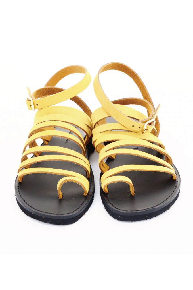 Sandały ze skóry naturalnej FUNKY FIT, musztardowo – żółte